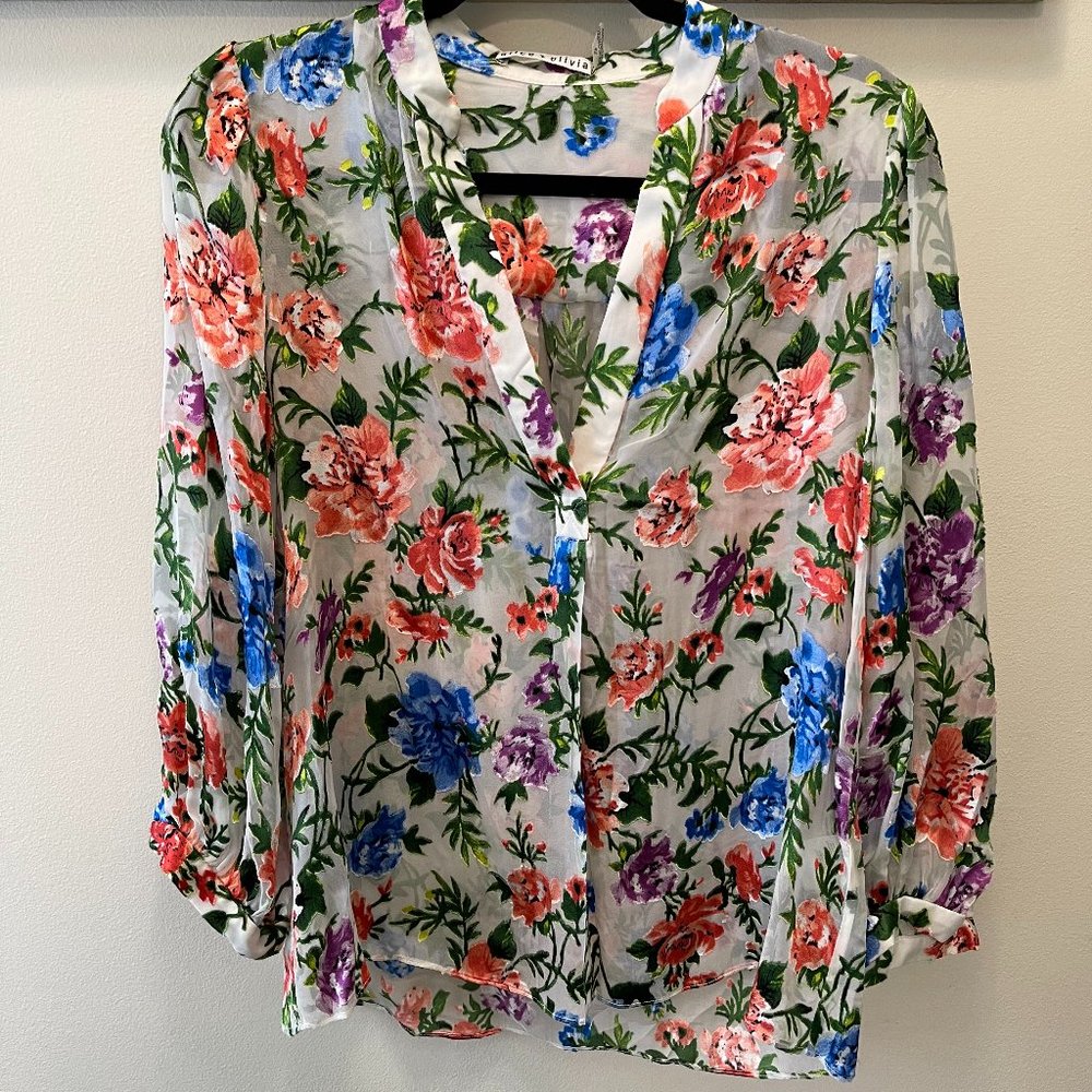 Alice & Olivia Blouse Floral-print Satin Burnout